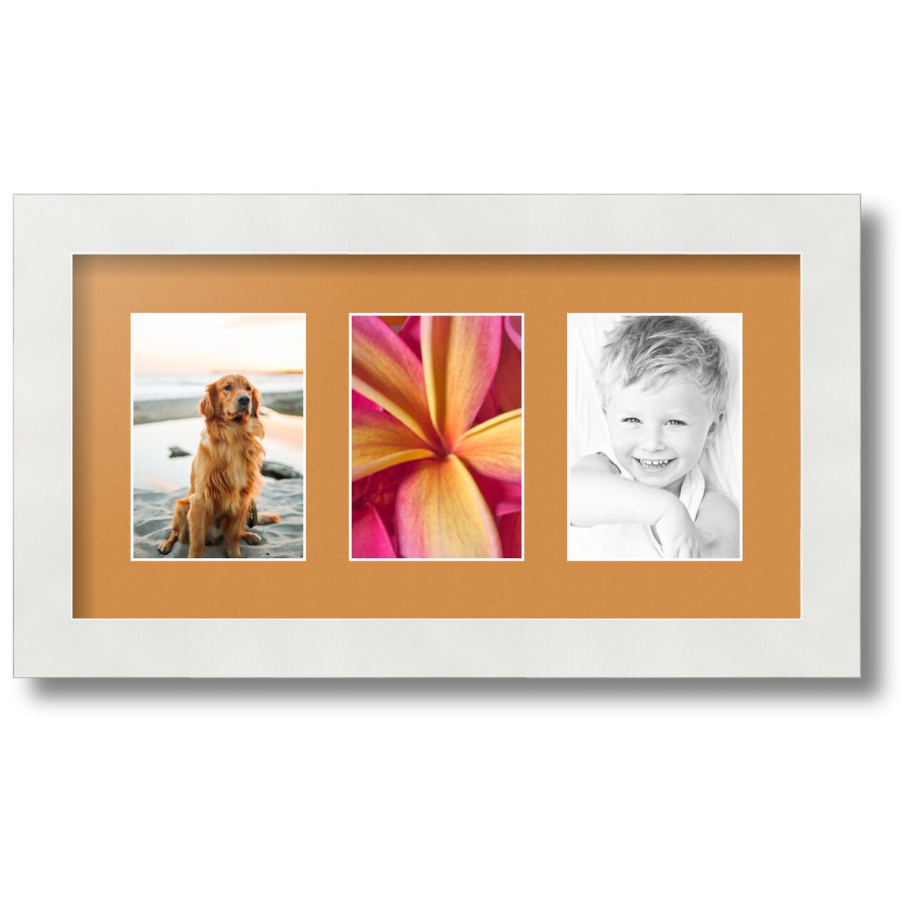 ArtToFrames Collage Photo Picture Frame with 3 - 3.5x5 inch Openings, Framed in White with Over 62 Mat Color Options and Regular Glass (CSM-3966-29)
